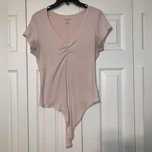 American Eagle Blush Pink V-Neck Bodysuit